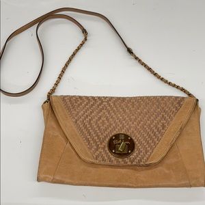 Elliot Lucca leather tan crossbody gold hardware